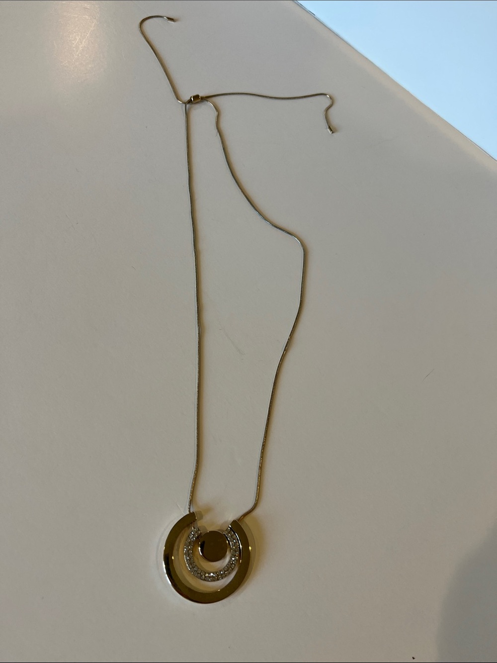 Gold Tone Layered Circle Pendant Necklace - Women Jewelry